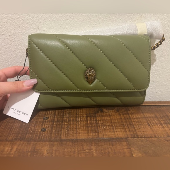 Kurt Geiger Handbags - Kurt Geiger Olive Quilted Clutch/ Crossbody